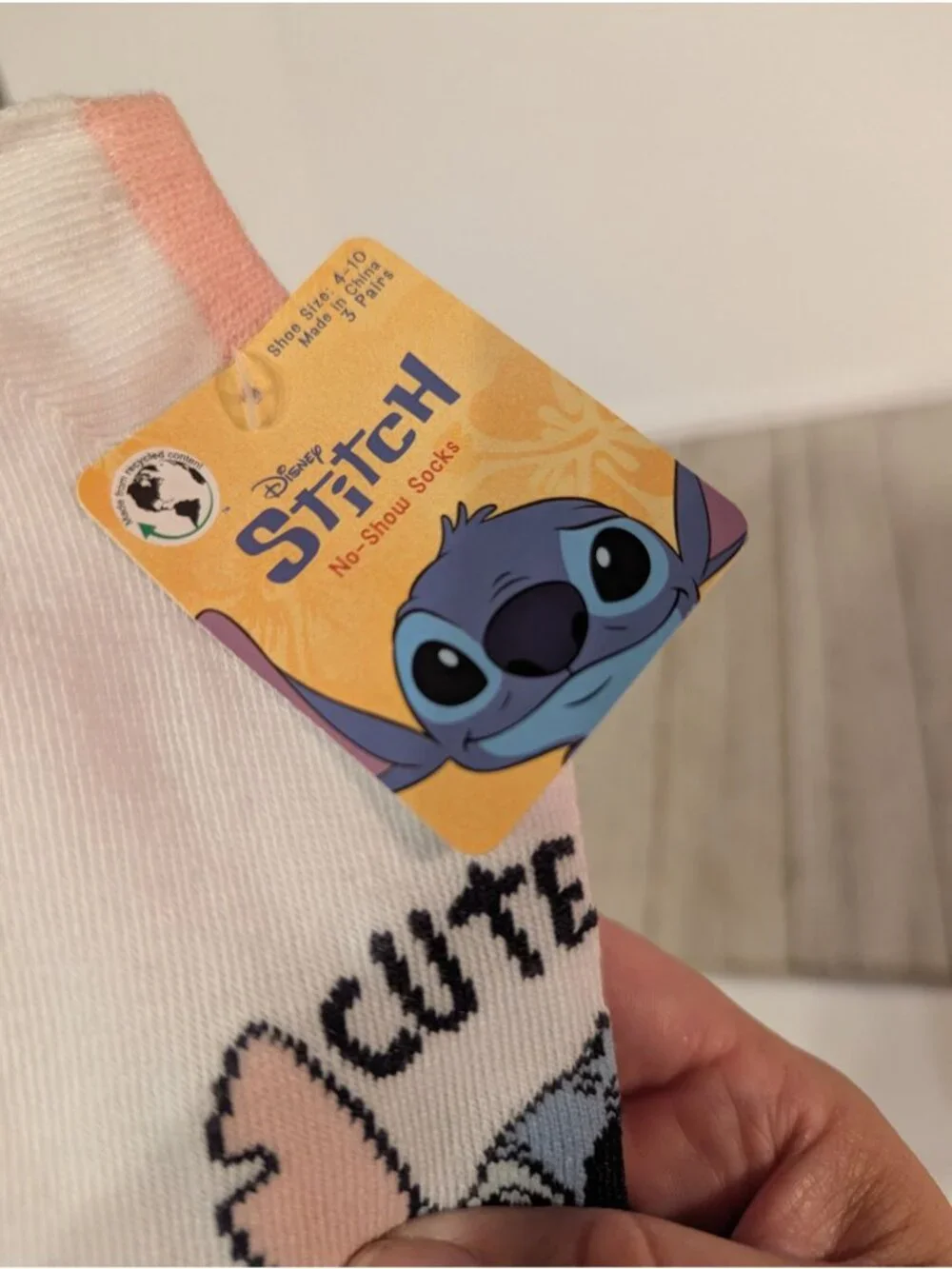 Disney Stitch Low Cut Socks Shoe Size 4-10 Set of 3 Pairs White